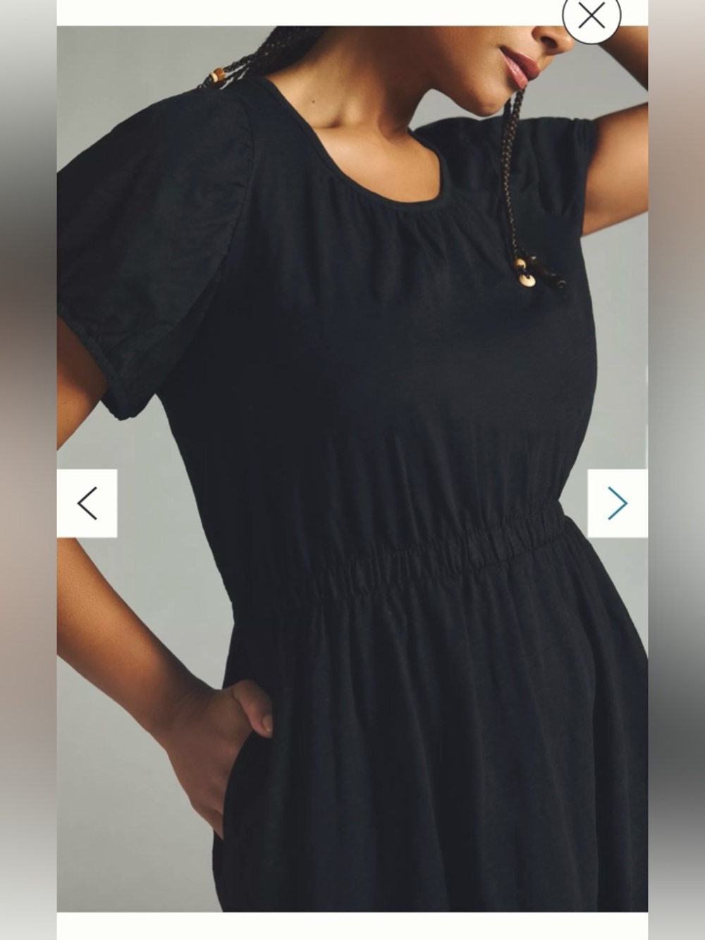 Anthropologie Daily Practice Cap-Sleeve Dress Black , XL - Picture 3 of 14